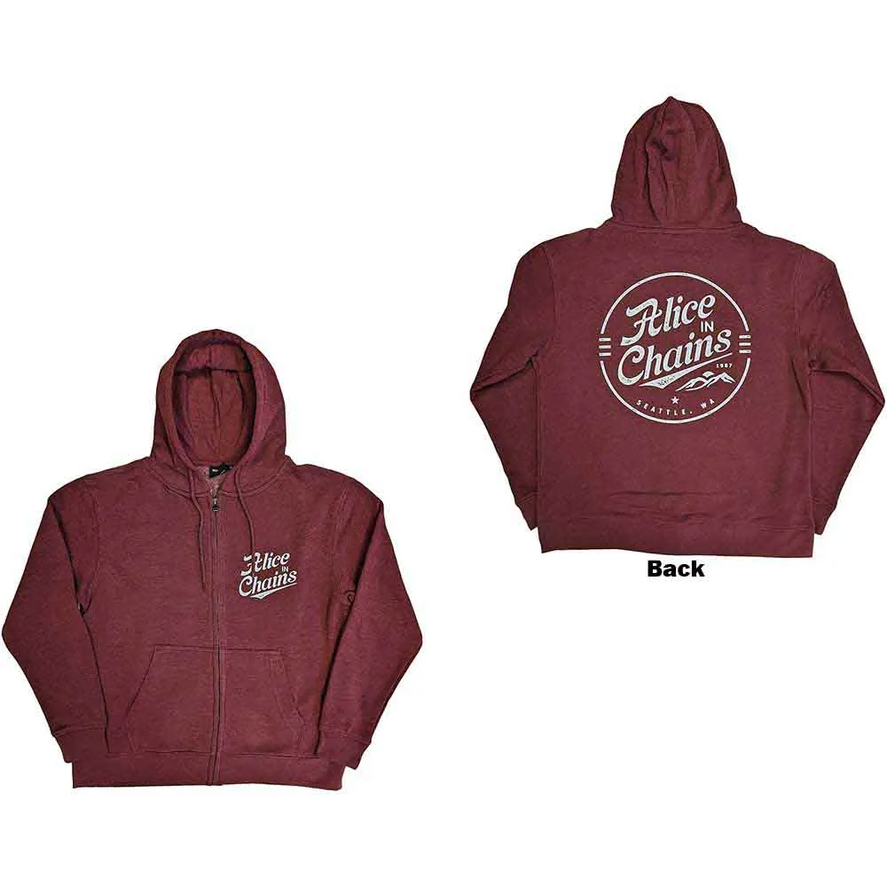 Alice In Chains "Circle Emblem" Red Zip Hoodie