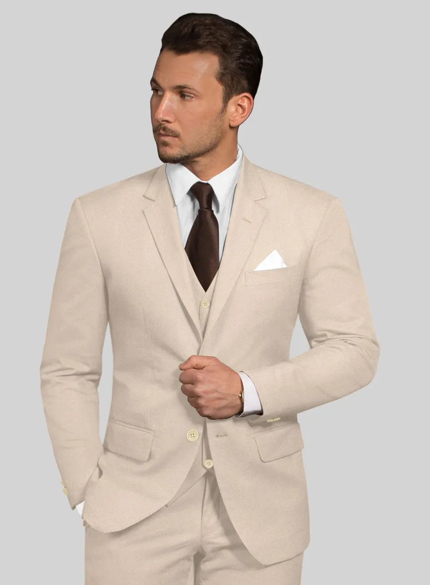 Beige Cotton Power Stretch Chino Suit
