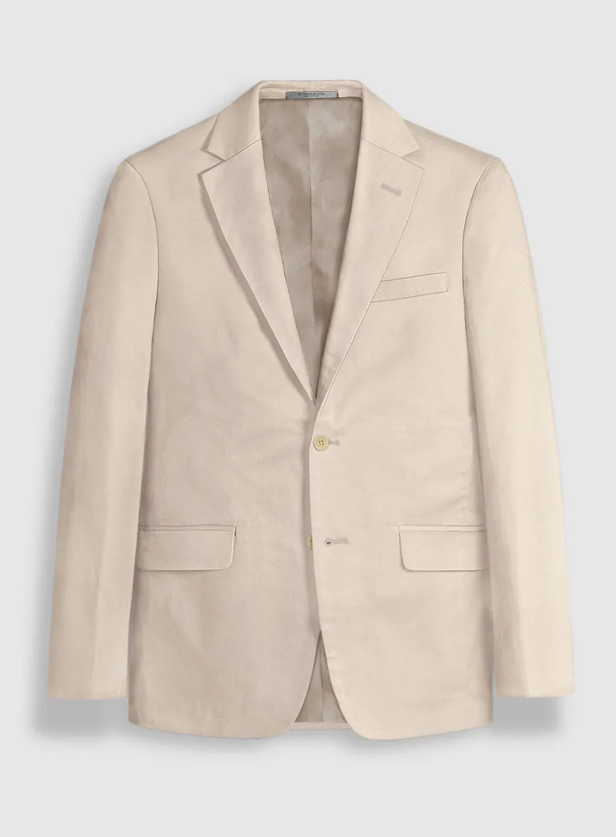 Beige Cotton Power Stretch Chino Suit