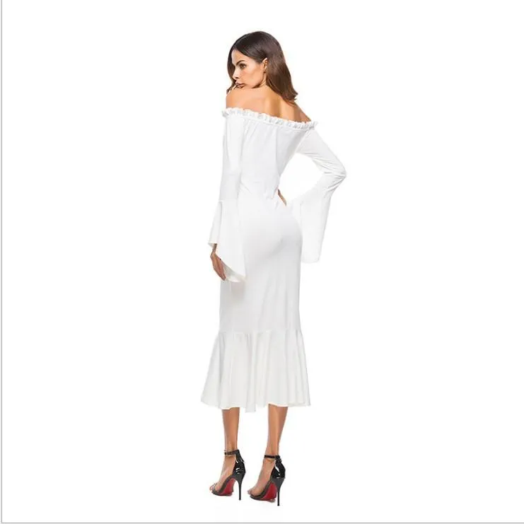Bell Sleeve Off Shoulder Mermaid Bodycon Dresses