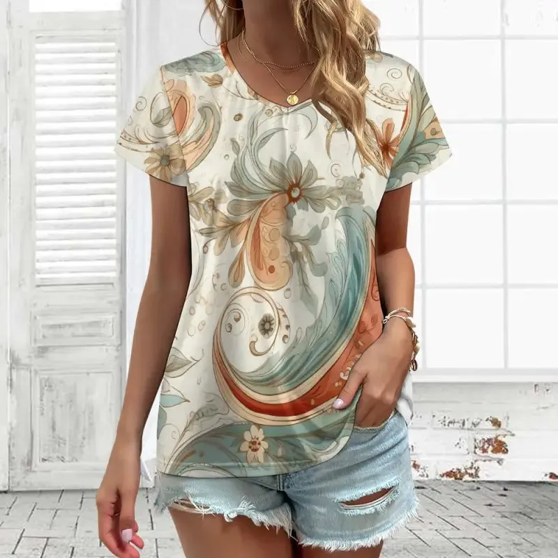 Cozy Up in Chic Style with Our Boho V-Neck Tee