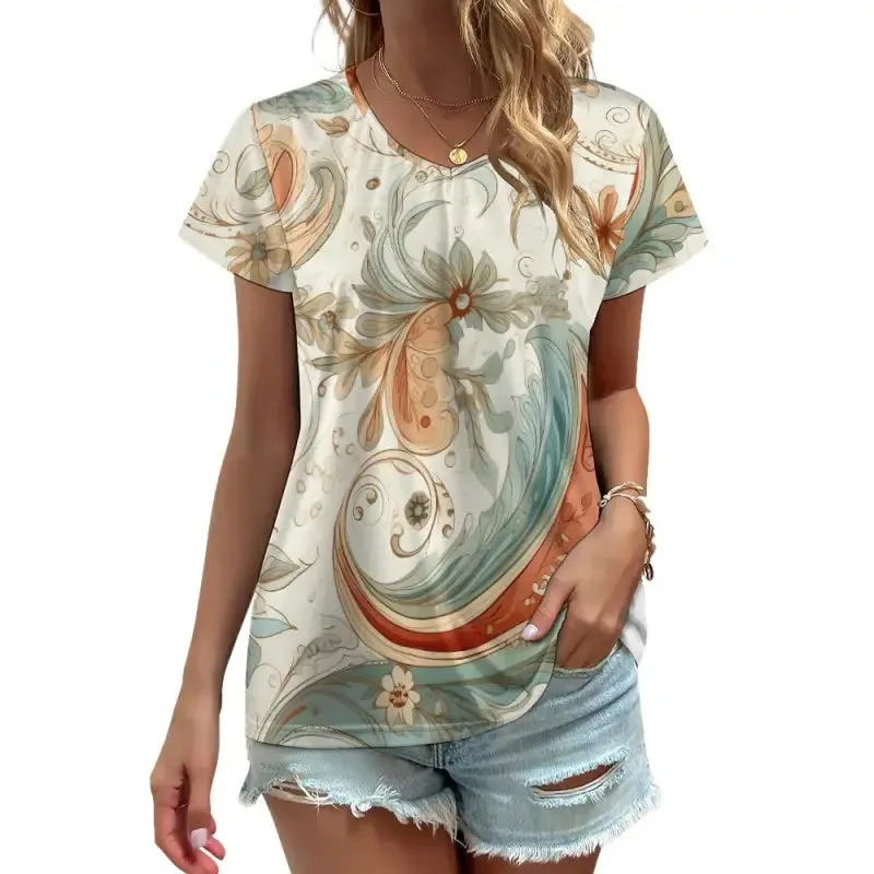 Cozy Up in Chic Style with Our Boho V-Neck Tee