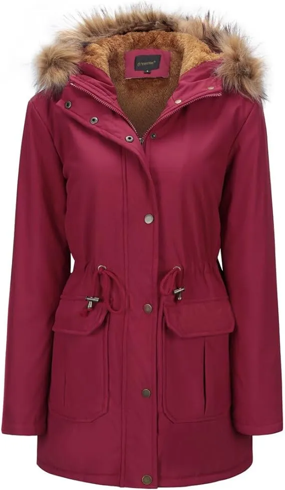 Fleece-Lined Faux Fur Hooded Jacket