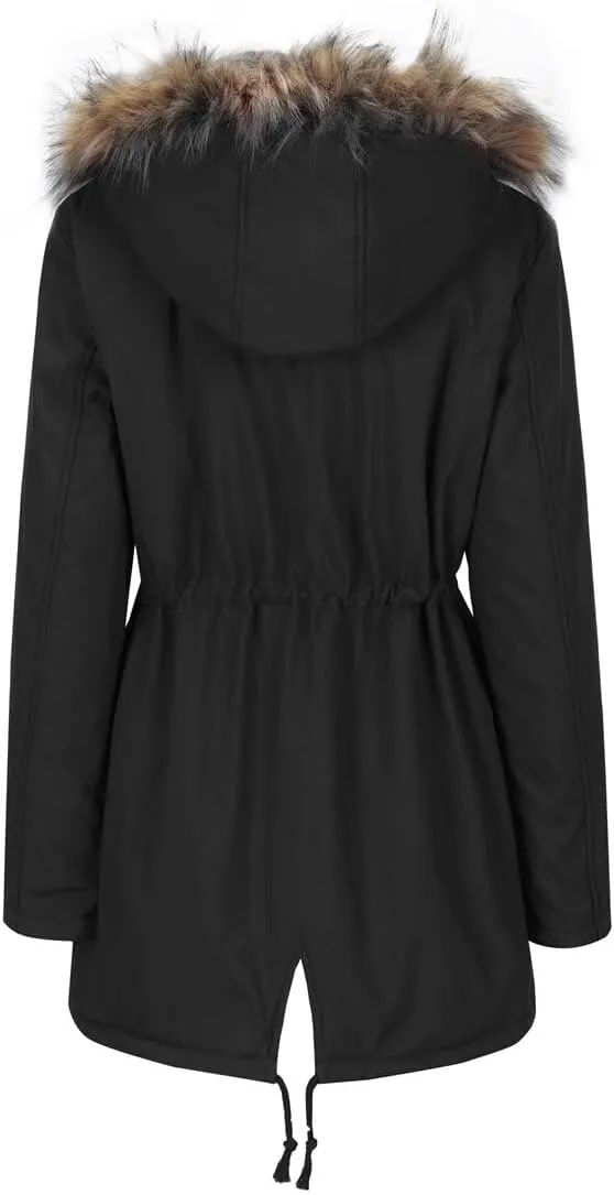 Fleece-Lined Faux Fur Hooded Jacket