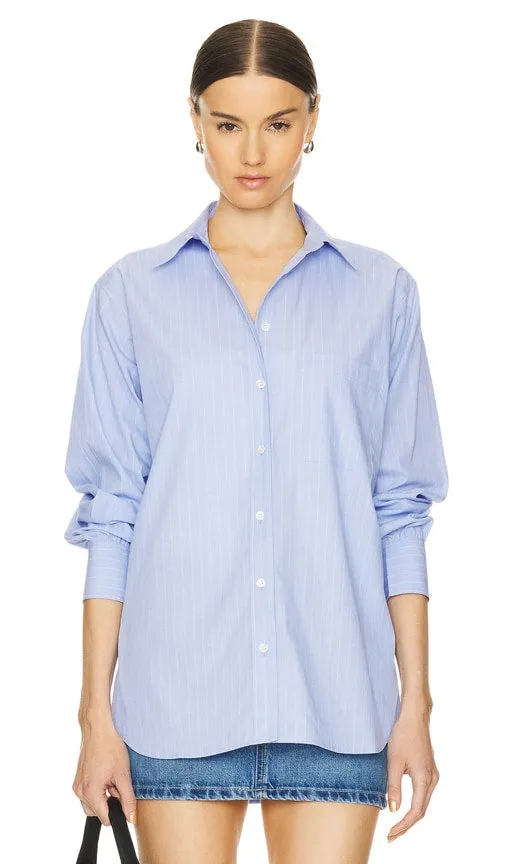 FRAME Oversized Pocket Shirt in Baby Blue