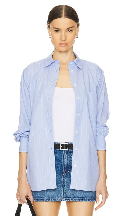FRAME Oversized Pocket Shirt in Baby Blue