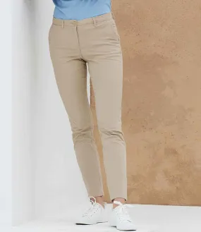 Henbury Ladies Stretch Chino Trousers | Stone
