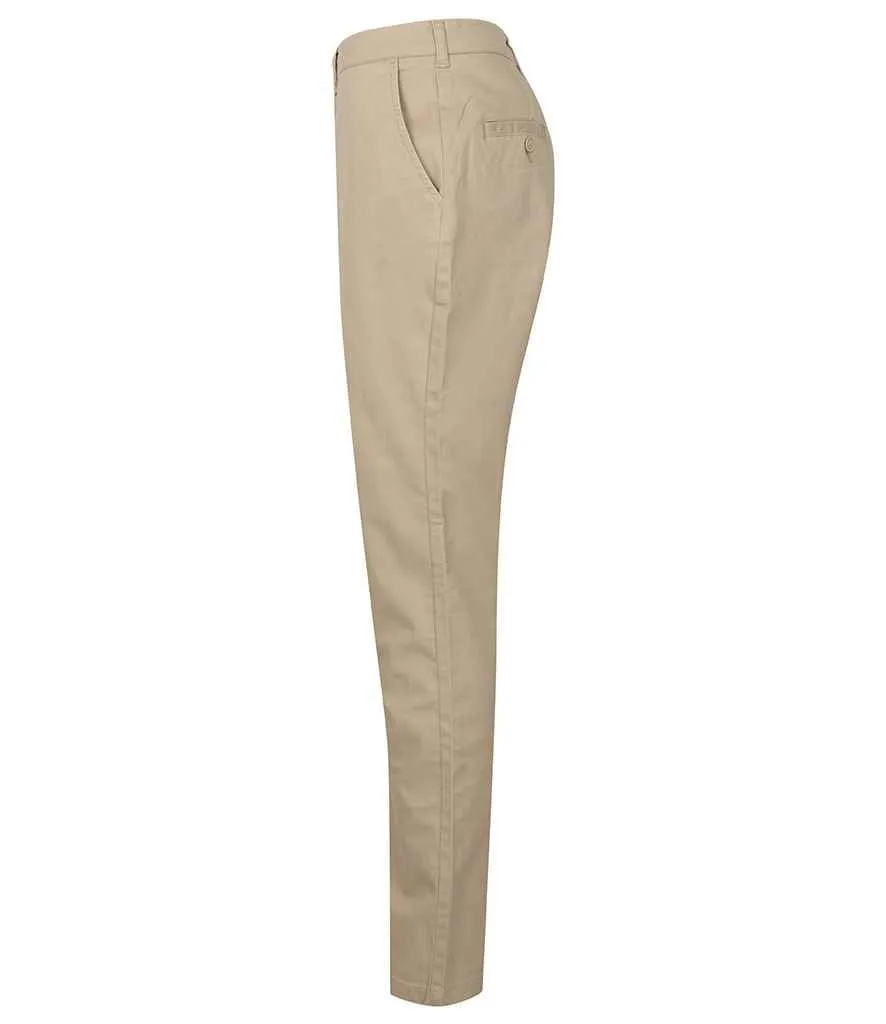 Henbury Ladies Stretch Chino Trousers | Stone