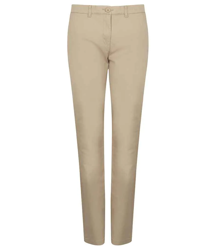 Henbury Ladies Stretch Chino Trousers | Stone