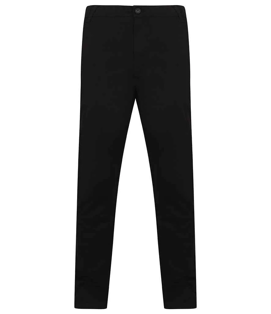 Henbury Stretch Flex Waistband Chino Trousers | Black