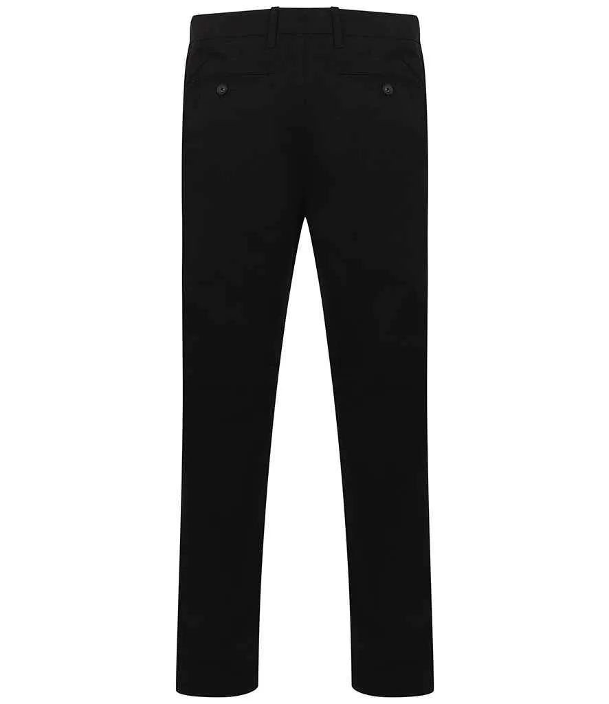 Henbury Stretch Flex Waistband Chino Trousers | Black