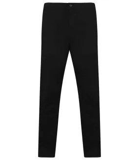 Henbury Stretch Flex Waistband Chino Trousers | Black