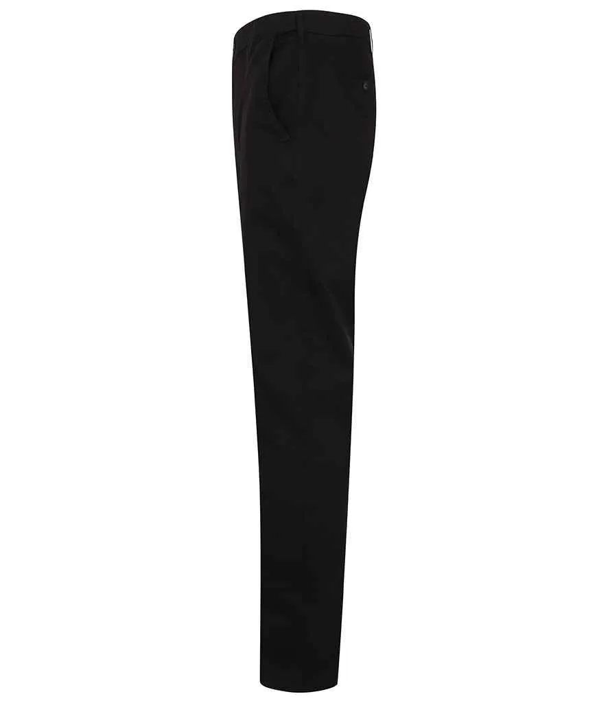 Henbury Stretch Flex Waistband Chino Trousers | Black