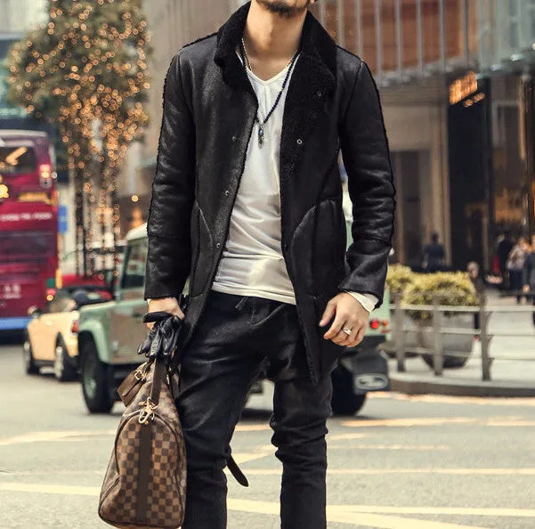 Men's Autumn/Winter  PU Leather Long Jacket