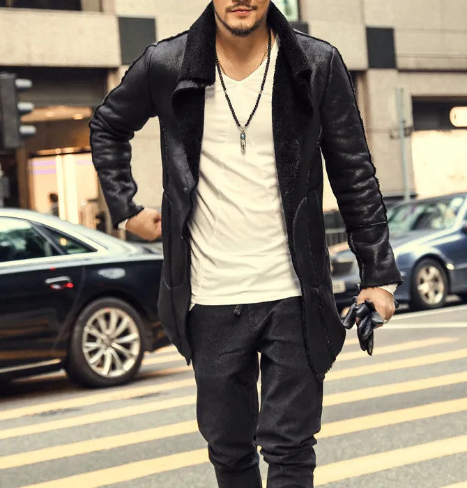 Men's Autumn/Winter  PU Leather Long Jacket