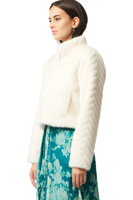 ONCE WAS ALTAIR FAUX FUR JACKET - PORCELAIN