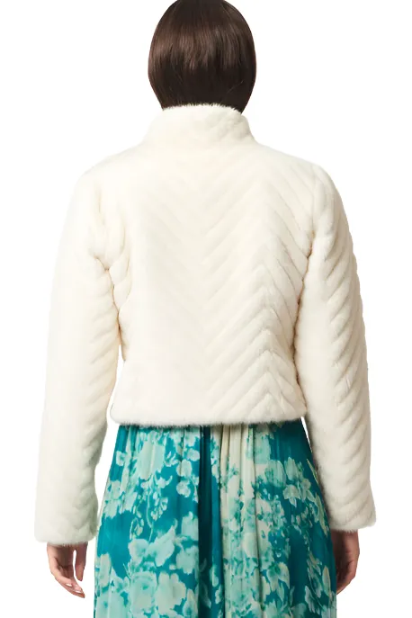 ONCE WAS ALTAIR FAUX FUR JACKET - PORCELAIN
