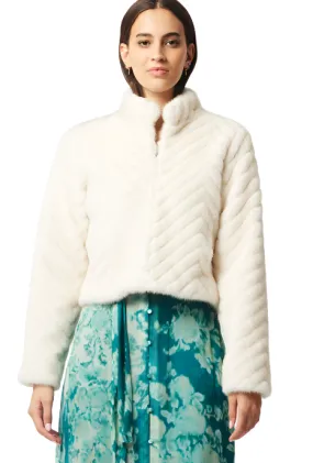 ONCE WAS ALTAIR FAUX FUR JACKET - PORCELAIN