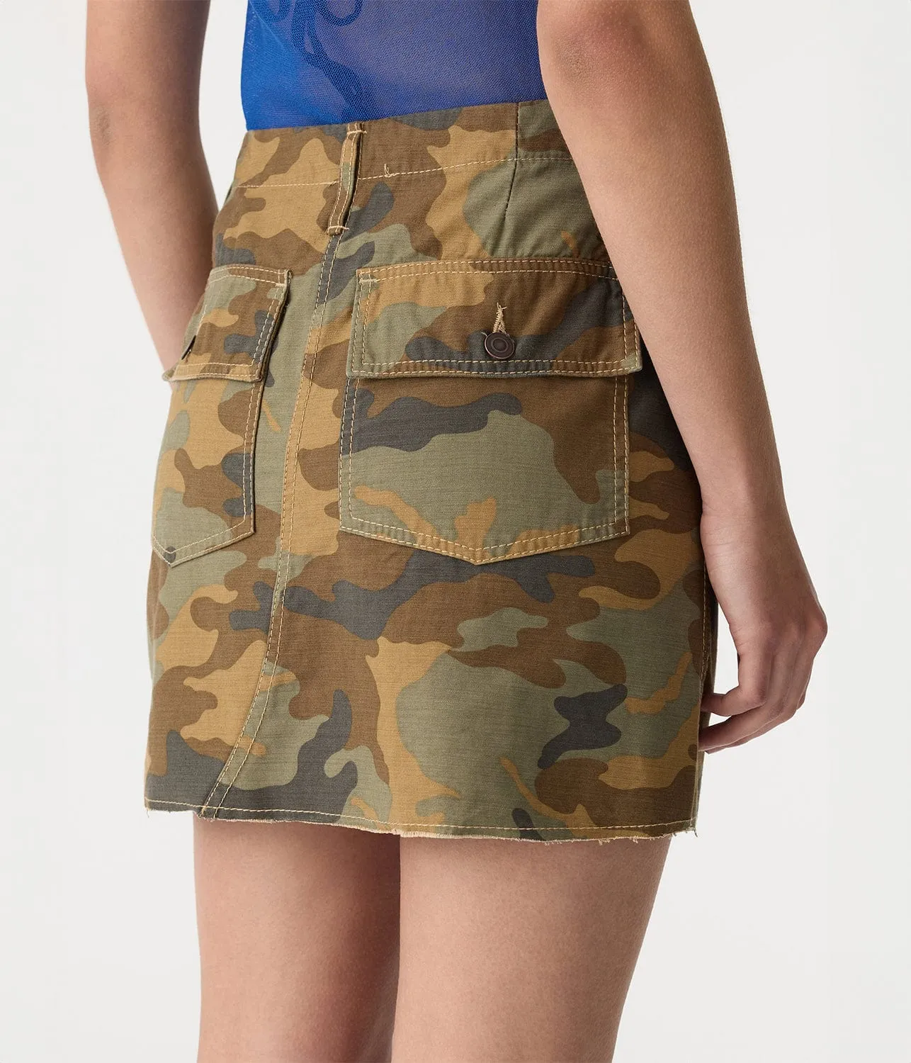 RAW EDGE CAMO SKIRT- CAMO