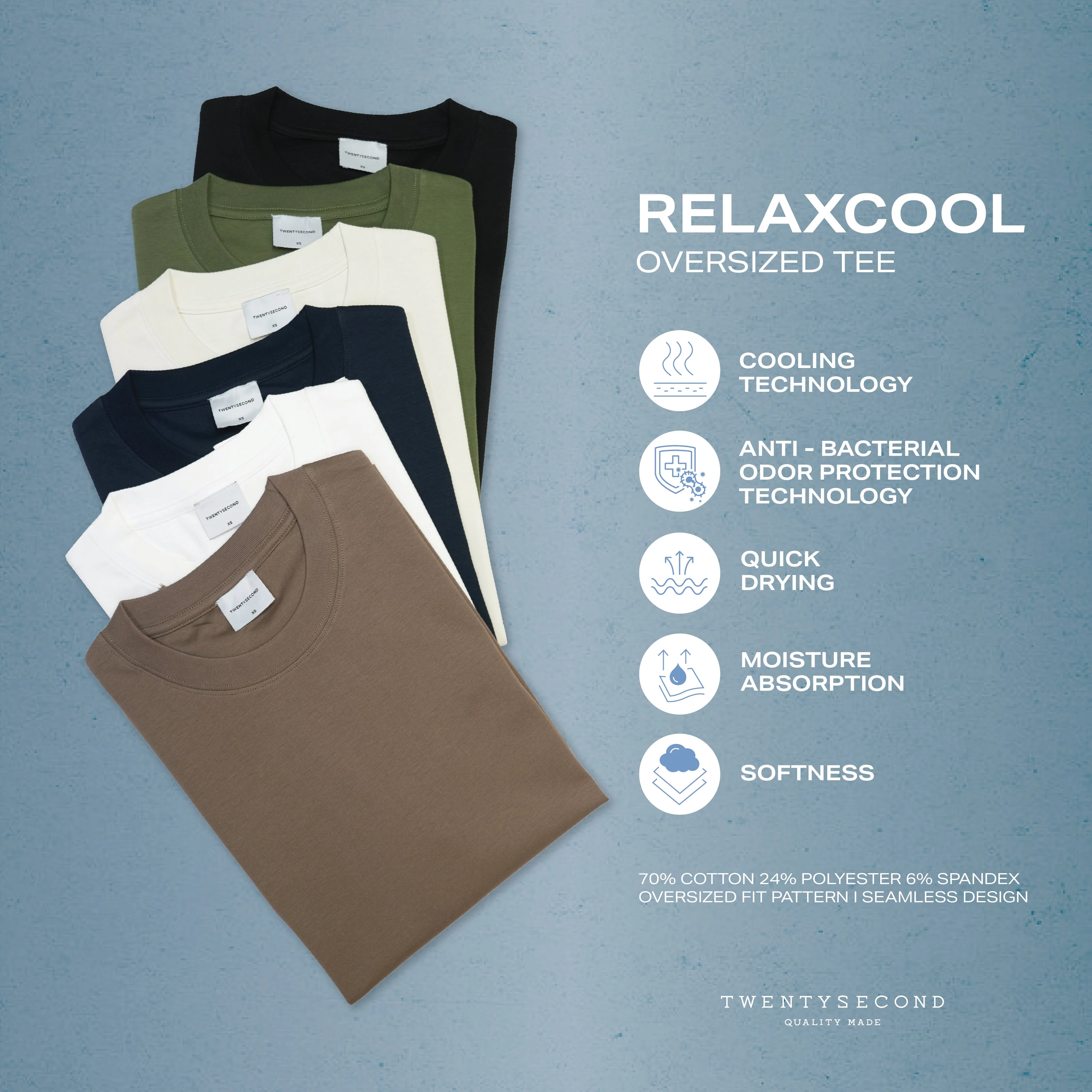 RELAXCOOL SEAMLESS OVERSIZED TEE - BLACK