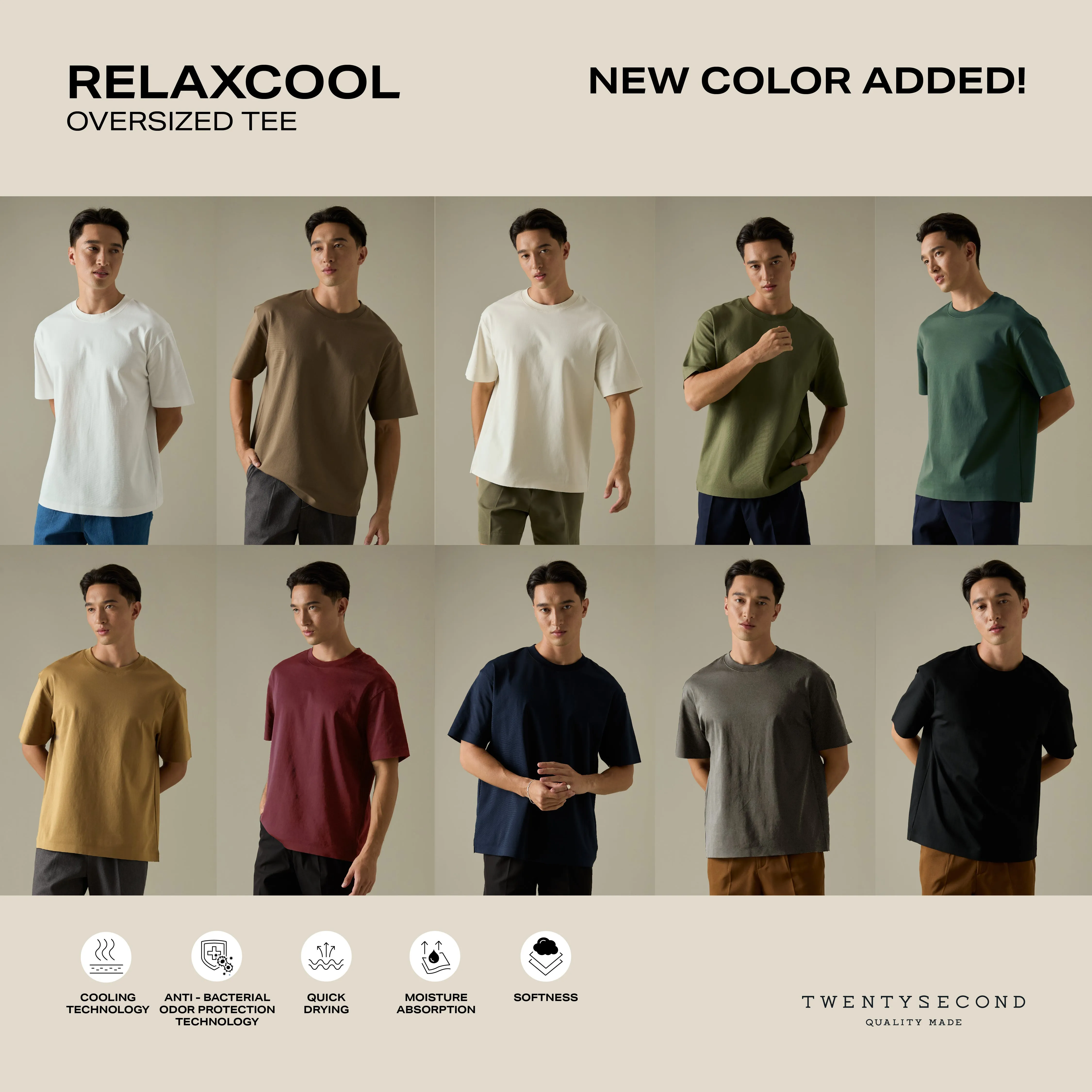 RELAXCOOL SEAMLESS OVERSIZED TEE - BLACK
