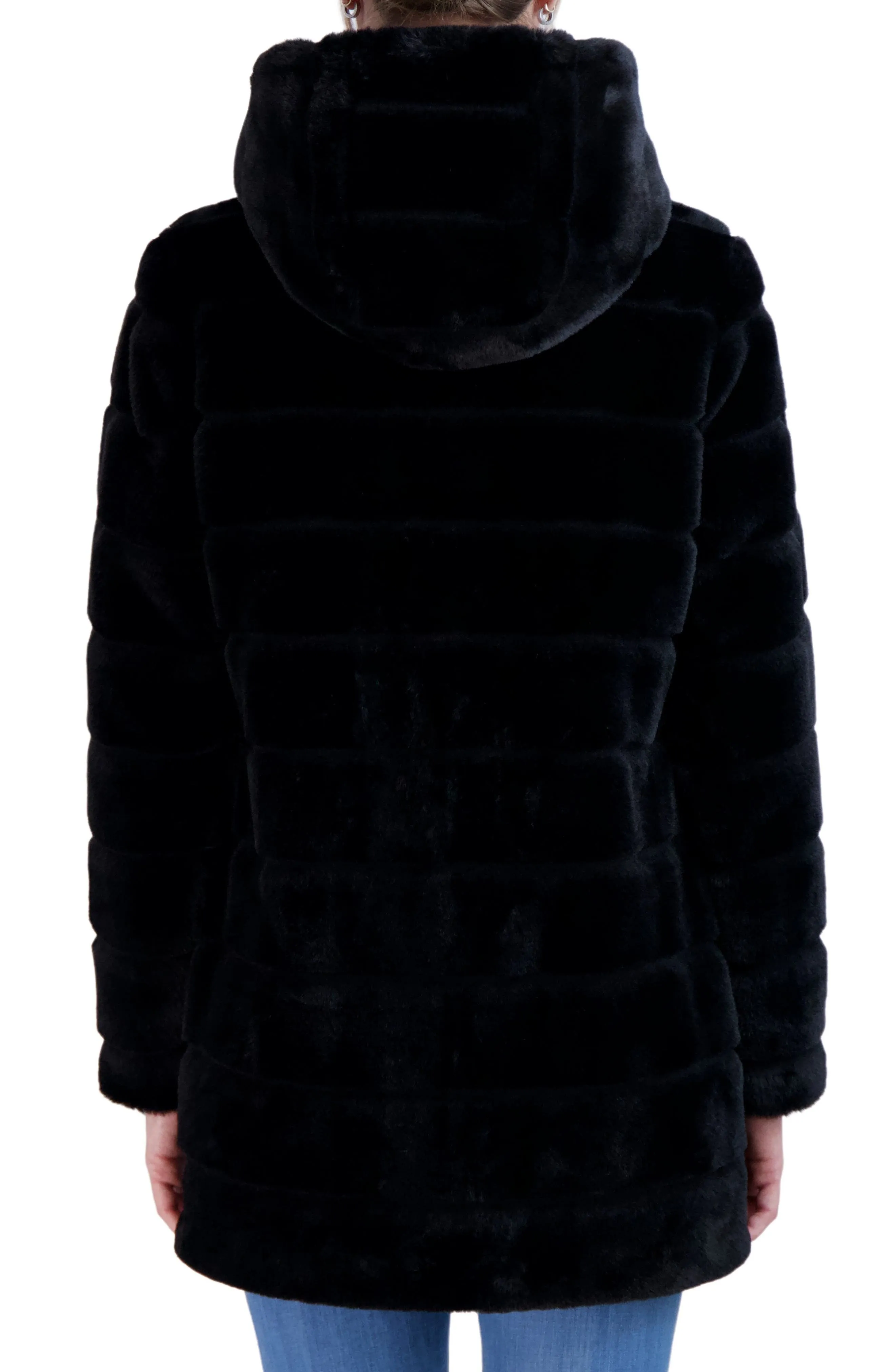 SEBBY Hooded Faux Fur Jacket