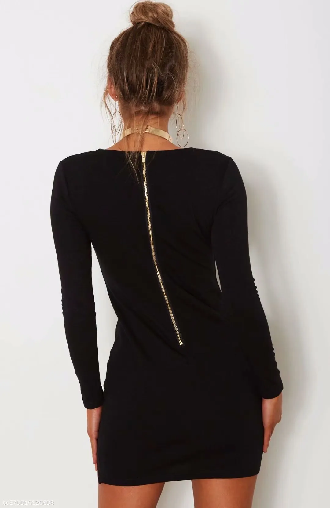 Sexy Long-Sleeved Tight-Fitting Open-Knit Strap Dress