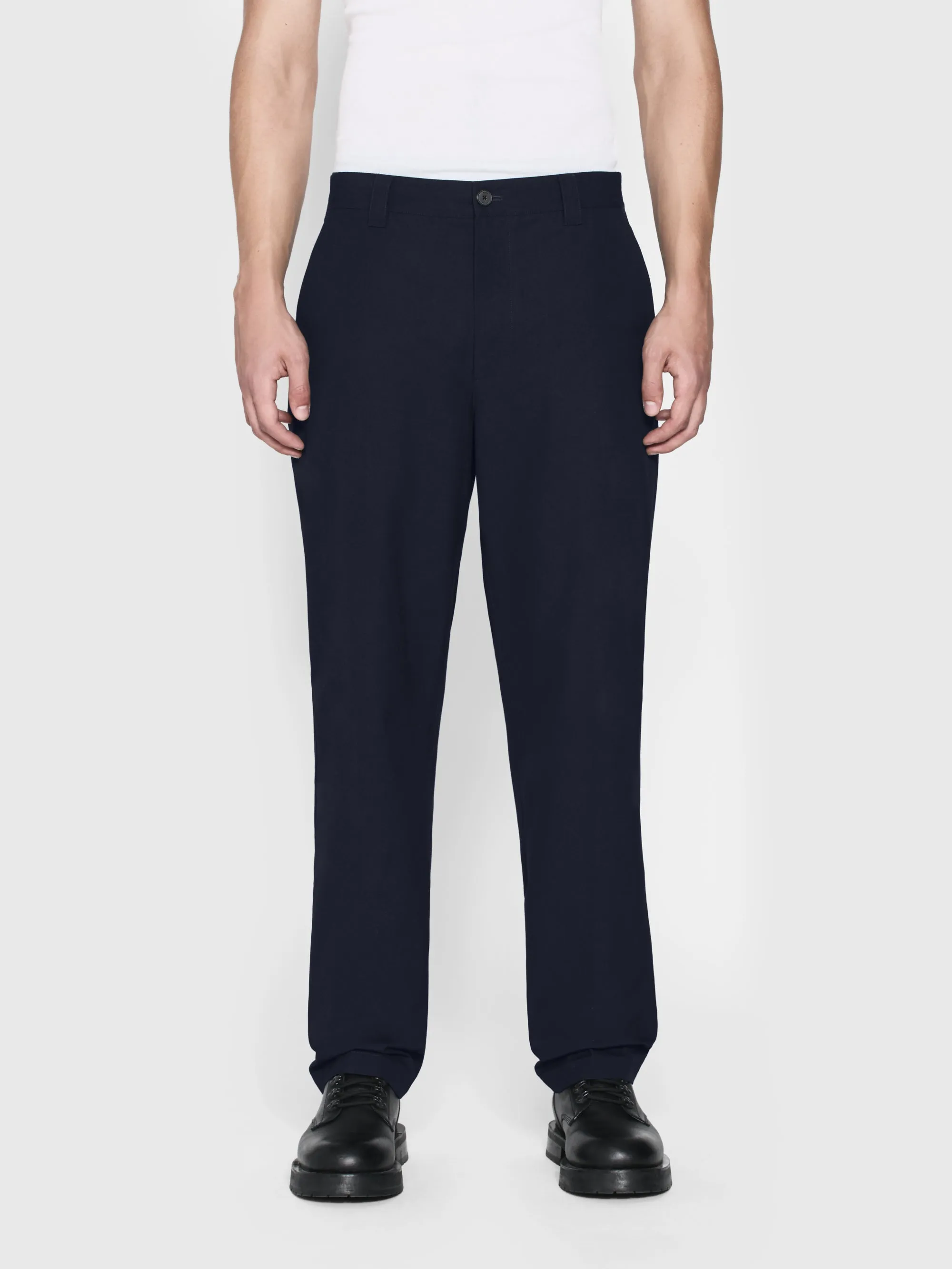 Straight Leg Chino Trousers -- Dark Navy