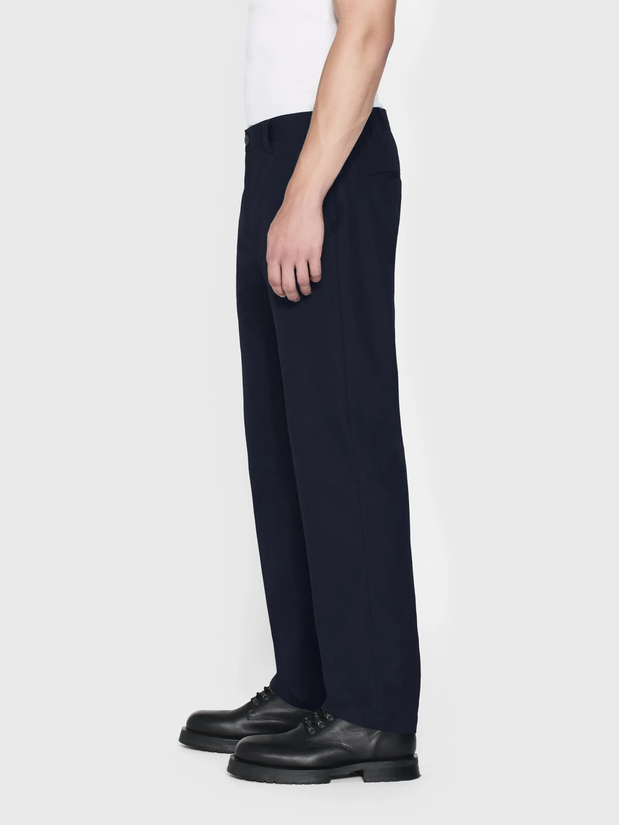 Straight Leg Chino Trousers -- Dark Navy