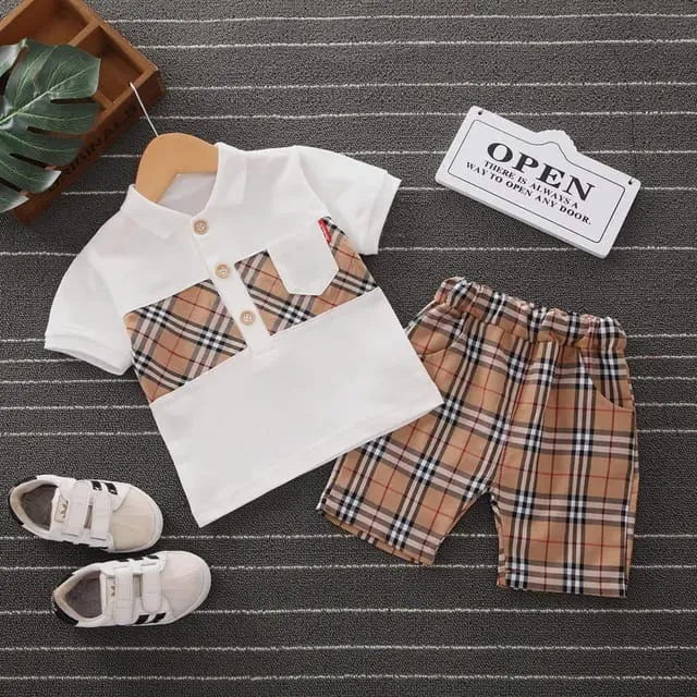 Summer Casual Fashion Plaid Top & Shorts Sets 2-3Y 276975