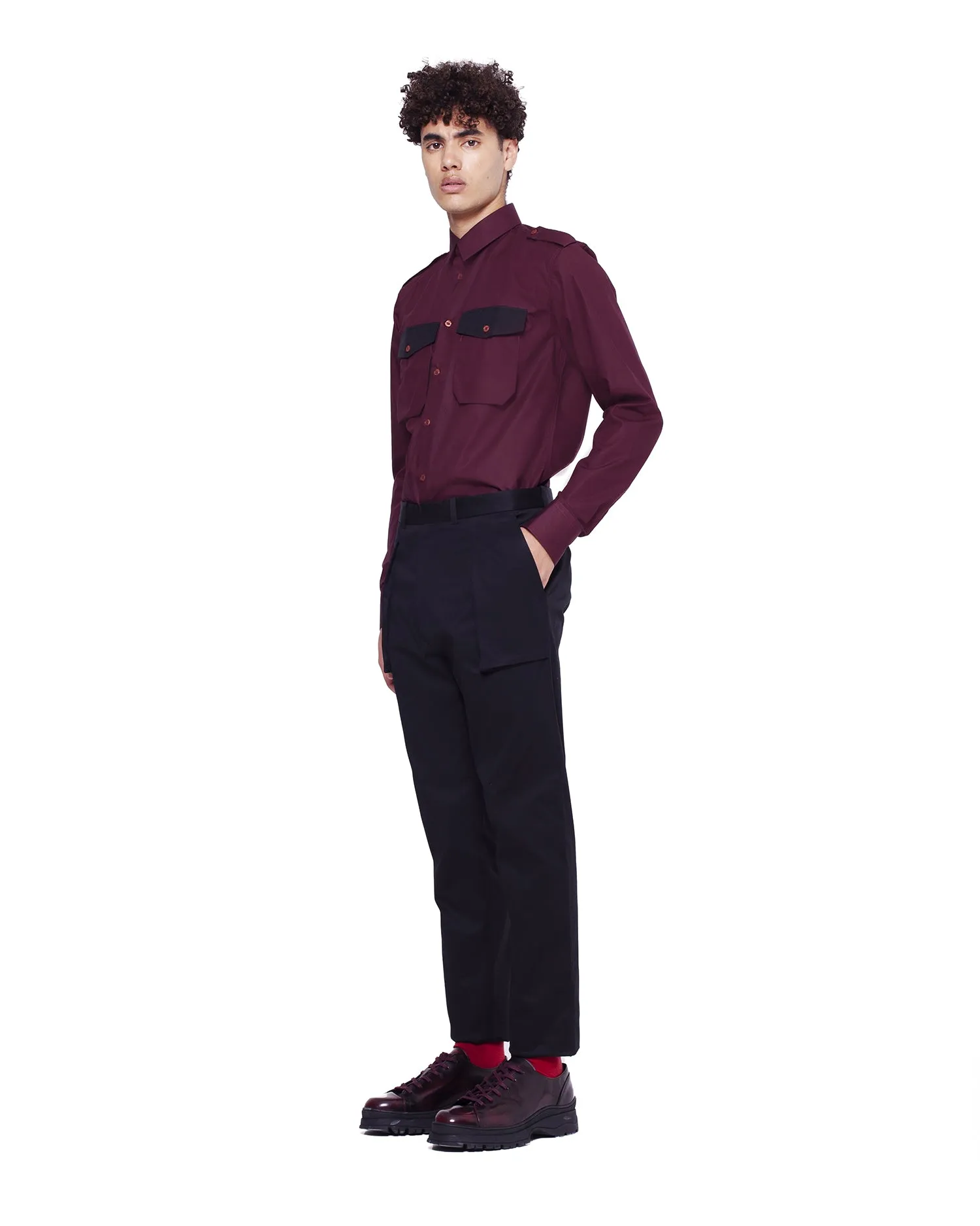 Twill Trousers with 3D Pockets - Black