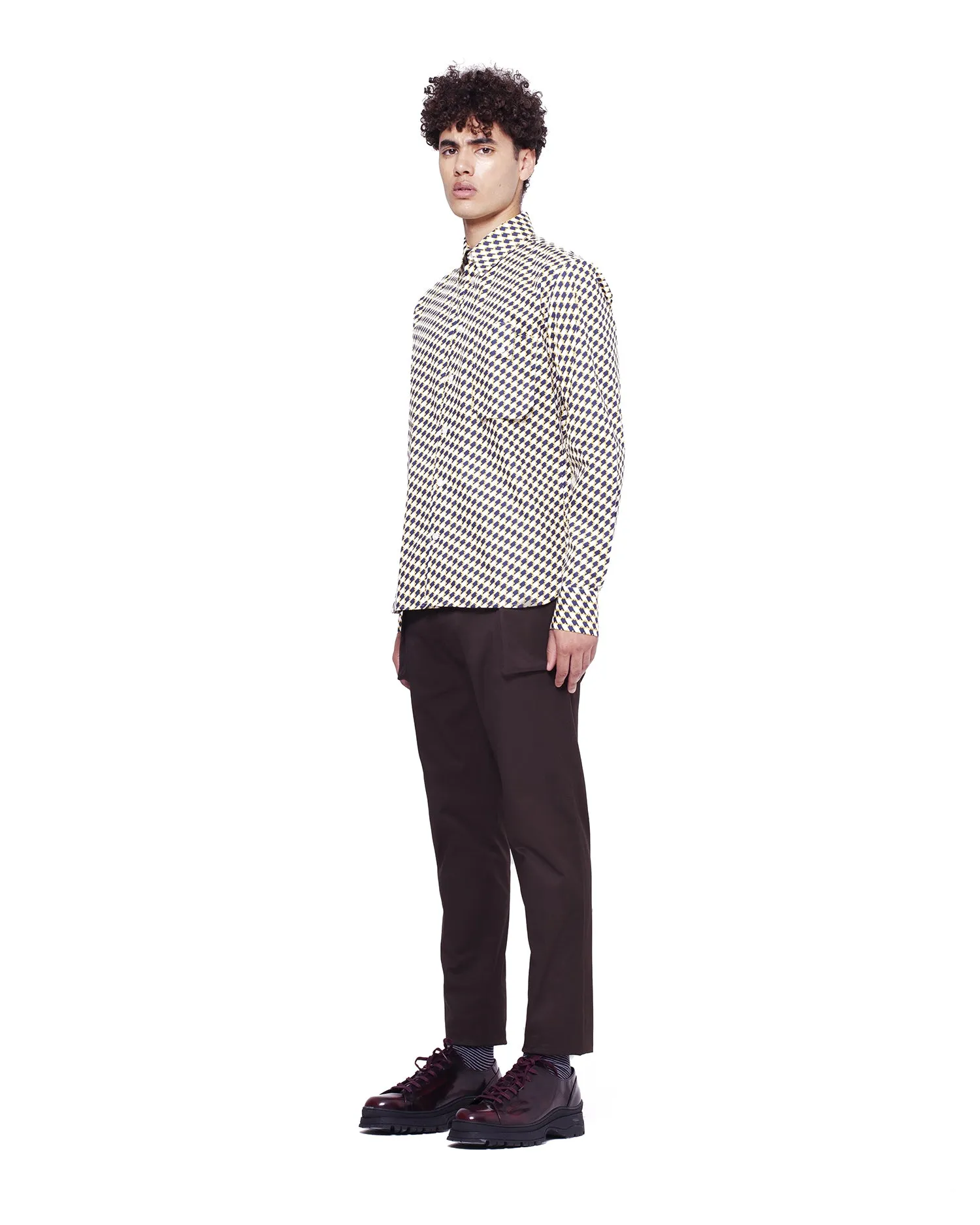 Twill Trousers with 3D Pockets - Chocolate