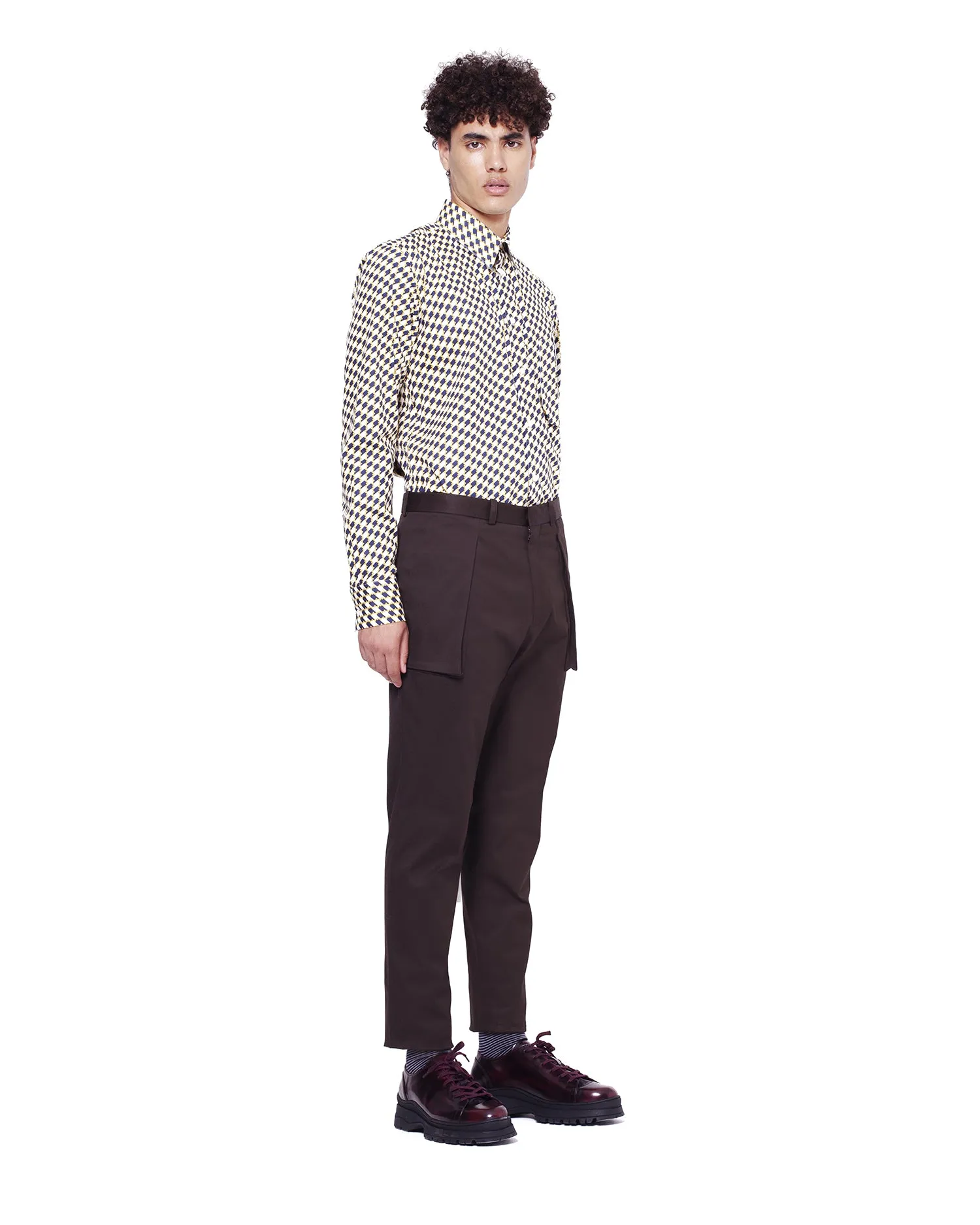Twill Trousers with 3D Pockets - Chocolate