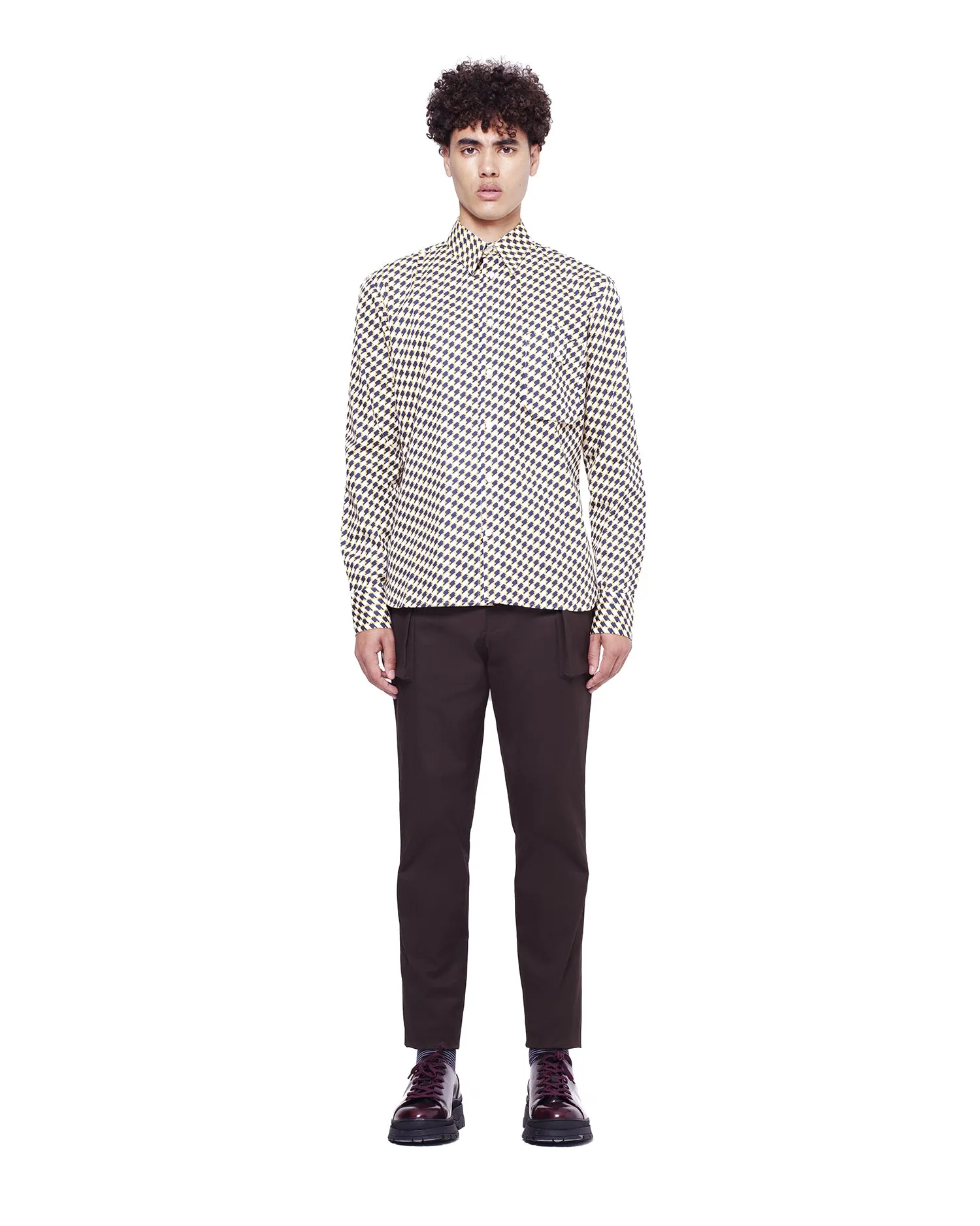 Twill Trousers with 3D Pockets - Chocolate